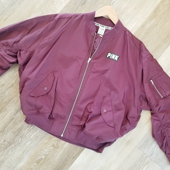 Victoria's Secret PINK Flight Jacket Bomber Jacket Vintage Zip up Nylon NWT - Picture 11 of 14